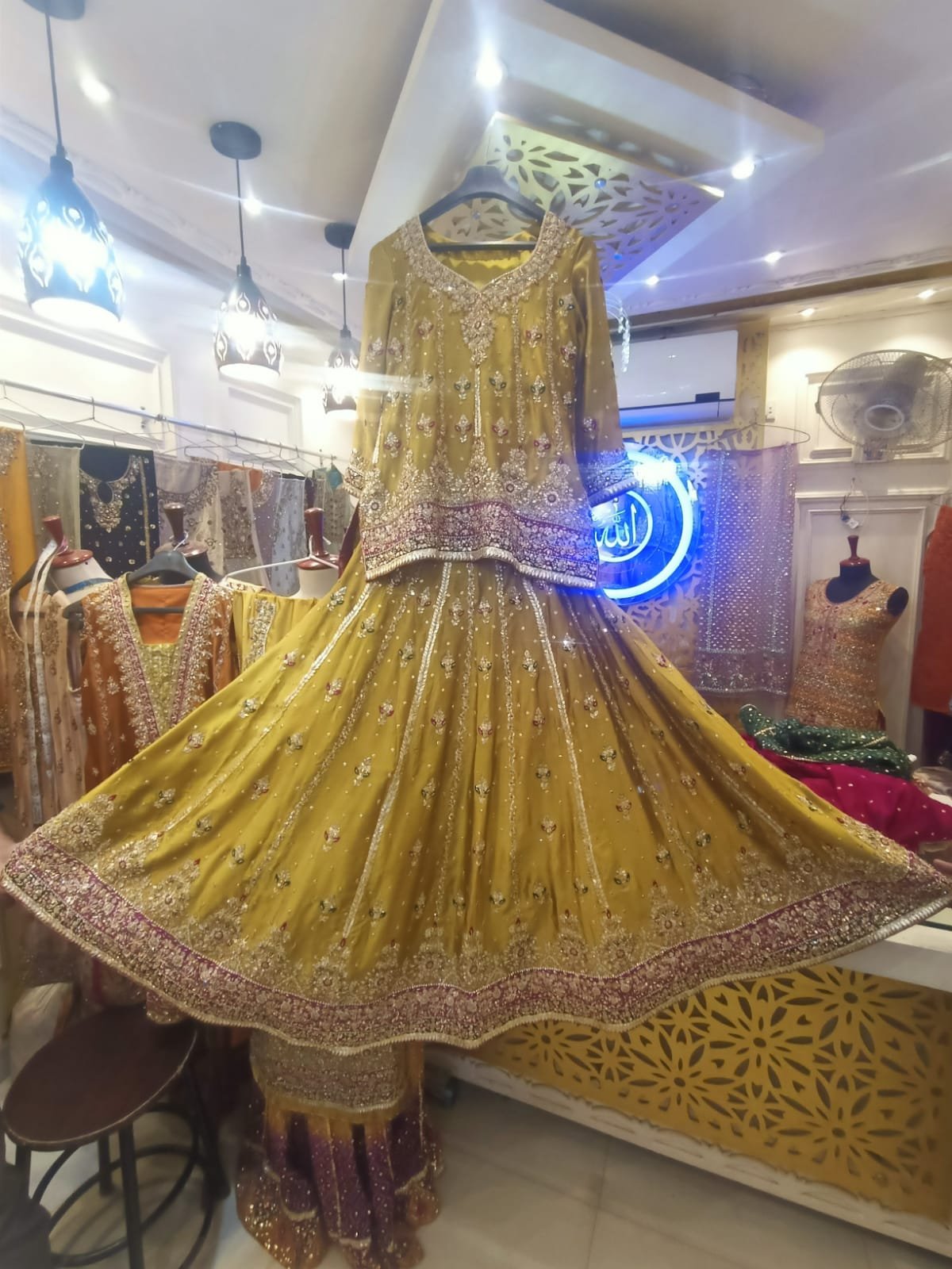 Mustard Bridal Lehenga with Embellished Peplum